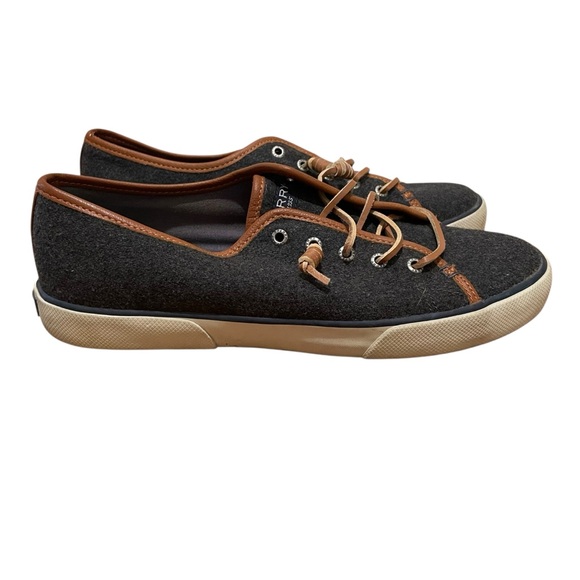 Sperry Shoes - Sperry Women’s Wool Felt Sneakers Charcoal Brown Trim Size 10M